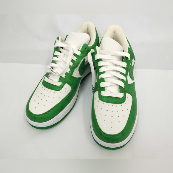 🔥NEW! Louis Vuitton x Nike•Virgil Abloh Air Force 1 Sneakers White/Green - Picture 3 of 7